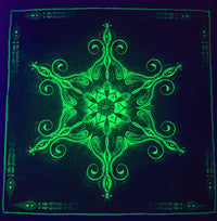 Fluro Neon Lycra Tapestry of "Vajra Mandala" - UV Active - Lime