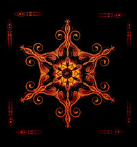 Fluro Neon Lycra Tapestry of "Vajra Mandala" - UV Active - Orange