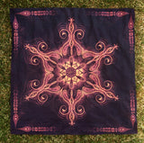 Fluro Neon Lycra Tapestry of "Vajra Mandala" - UV Active - Orange