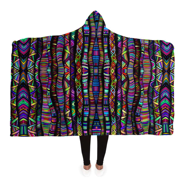 Rainbow Tribe Hooded Blanket Sherpa