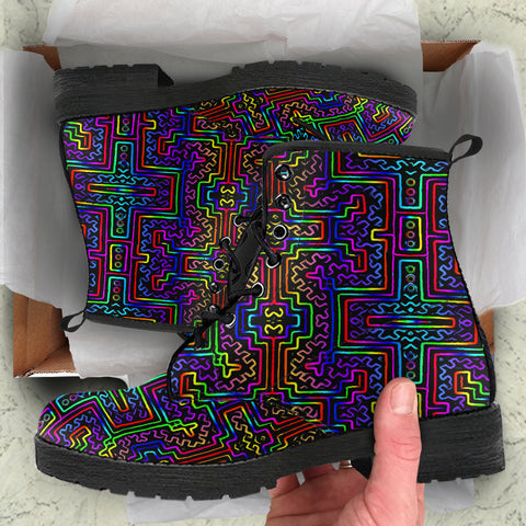Prismatic Overlay Leather Boots