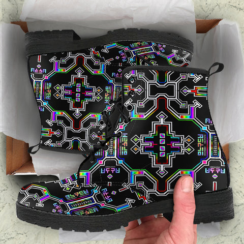 Prismatic Grid Leather Boots